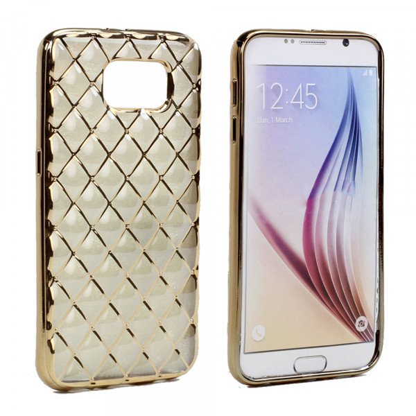 Wholesale Samsung Galaxy S6 Exotic Electroplate Soft Hybrid Case (Champagne Gold)